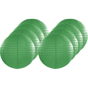8x Donker groene lampionnen rond 25 cm - Feestlampionnen