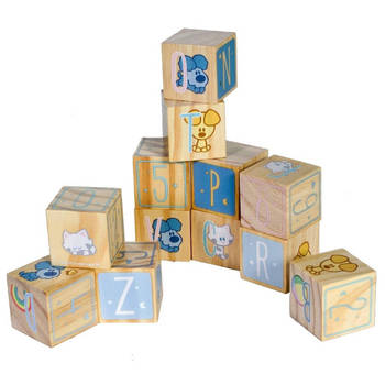 Rubo Toys houten blokken Woezel En Pip 4,5 cm 12-delig