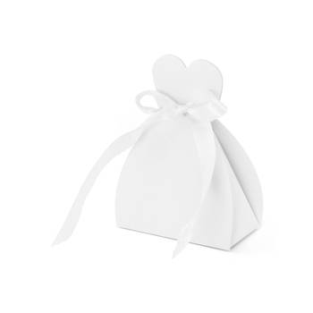 PartyDeco cadeaudoosjes Bruid - Bruiloft bedankje - 10x - wit - 7 x 9 cm - Cadeaudoosjes