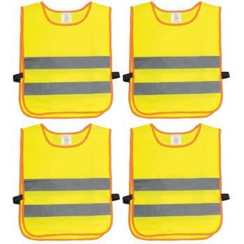 4x Veiligheidsvesten fluorescerend geel voor kinderen - Veiligheidshesje