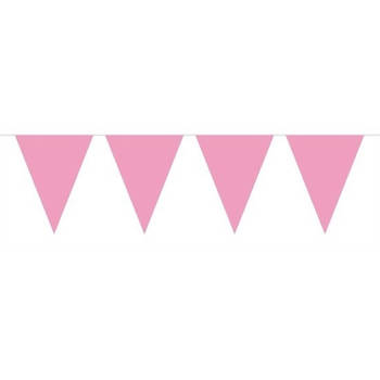 3x Mini vlaggetjeslijn slingers verjaardag baby roze - Vlaggenlijnen