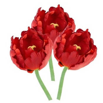 3x Kunstbloemen tulp rood 25 cm - Kunstbloemen