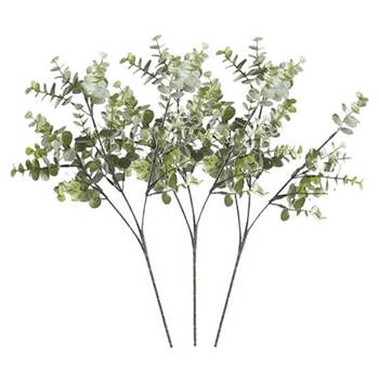 3 x Kunstbloemen tak groen/grijs eucalyptus 65 cm - Kunstbloemen