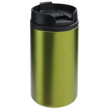 Koffie drinkbeker/thermosbeker/warmhoud beker metallic groen van 290 ml - Thermosbeker