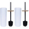 2x Plastic toiletborstelhouders met bamboe 26 cm - Toiletborstels