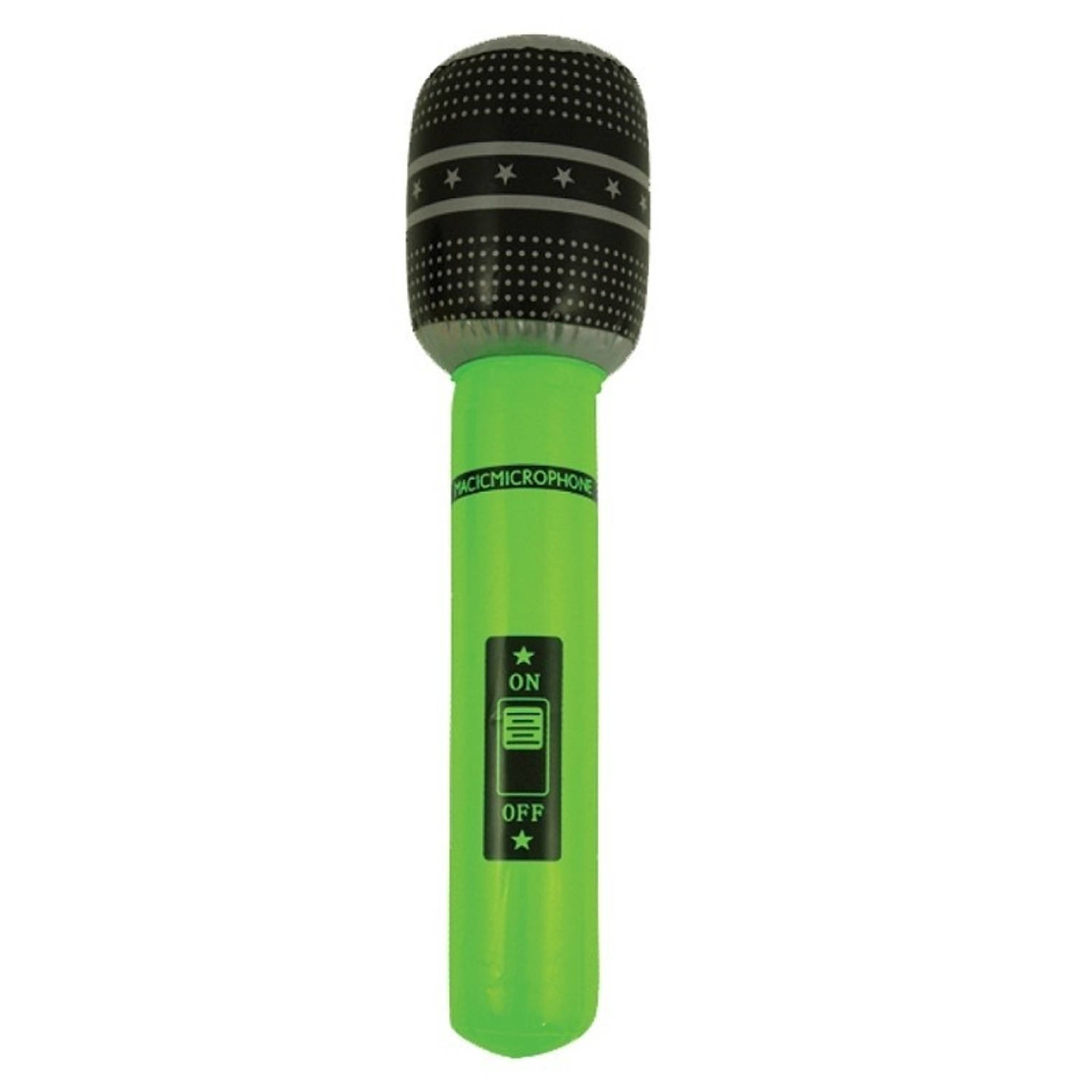 Opblaasbare Microfoon Neon Groen 40 Cm Speelgoed Microfoon Popster Verkleed Accessoire Feestartikele
