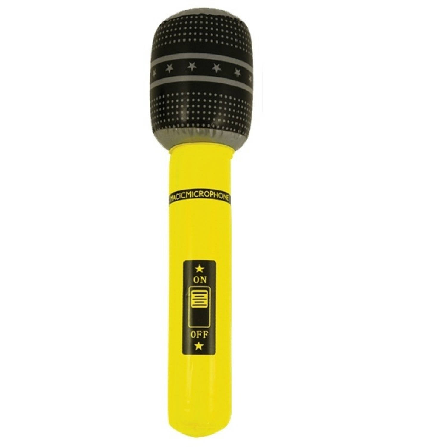 Opblaasbare Microfoon Neon Geel 40 Cm Speelgoed Microfoon Popster Verkleed Accessoire Feestartikelen