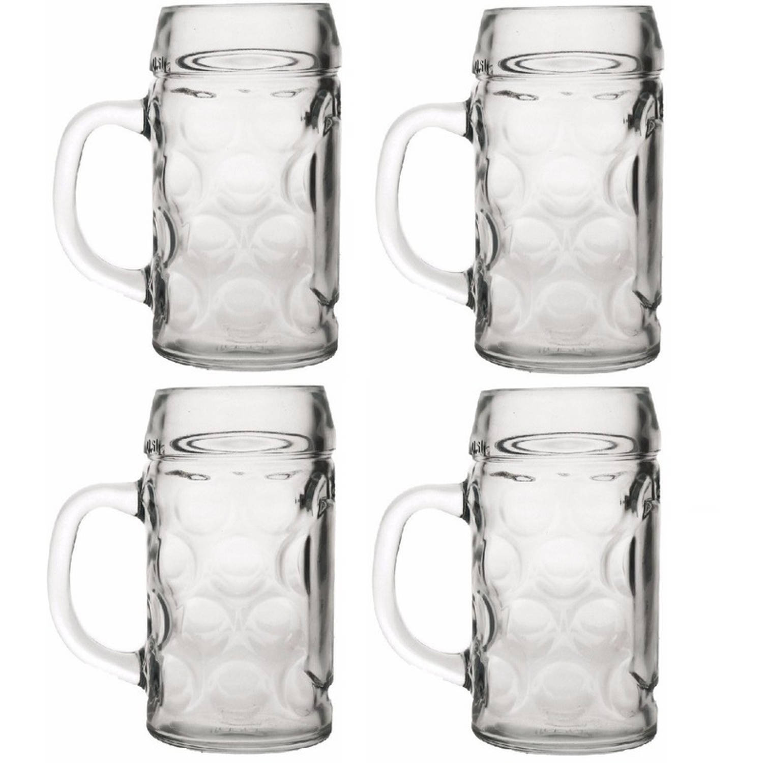 4x Bierpullen/Bierglazen van 1 liter - Bierglazen