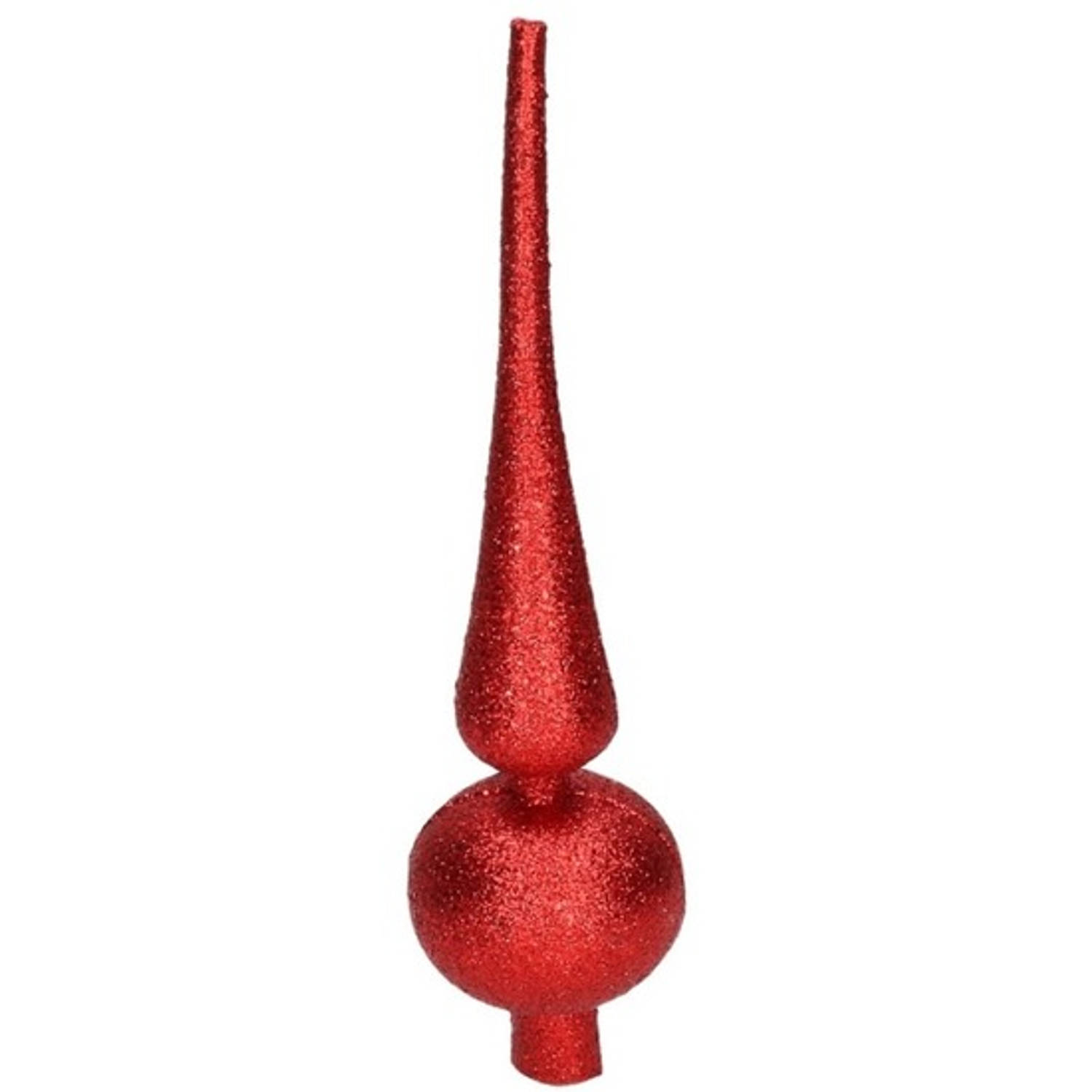 Rode Kunststof/plastic Piek Glitters 24 Cm - Onbreekbare Kerstversiering - Kerstboomversieringen Rood