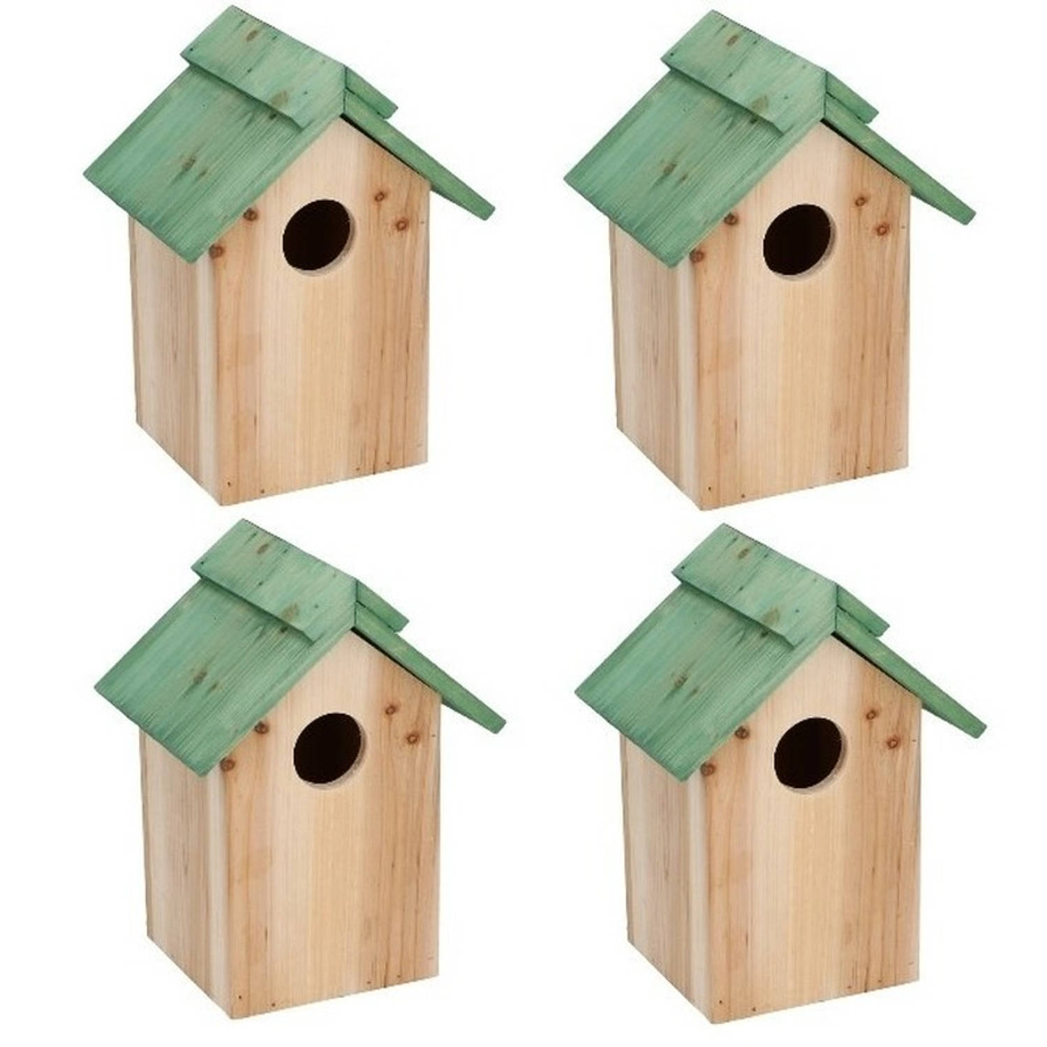 hoffelijkheid leerplan de sneeuw 4x Houten vogelhuisje/nestkastje met groen dak 24 cm - Vogelhuisjes |  Blokker