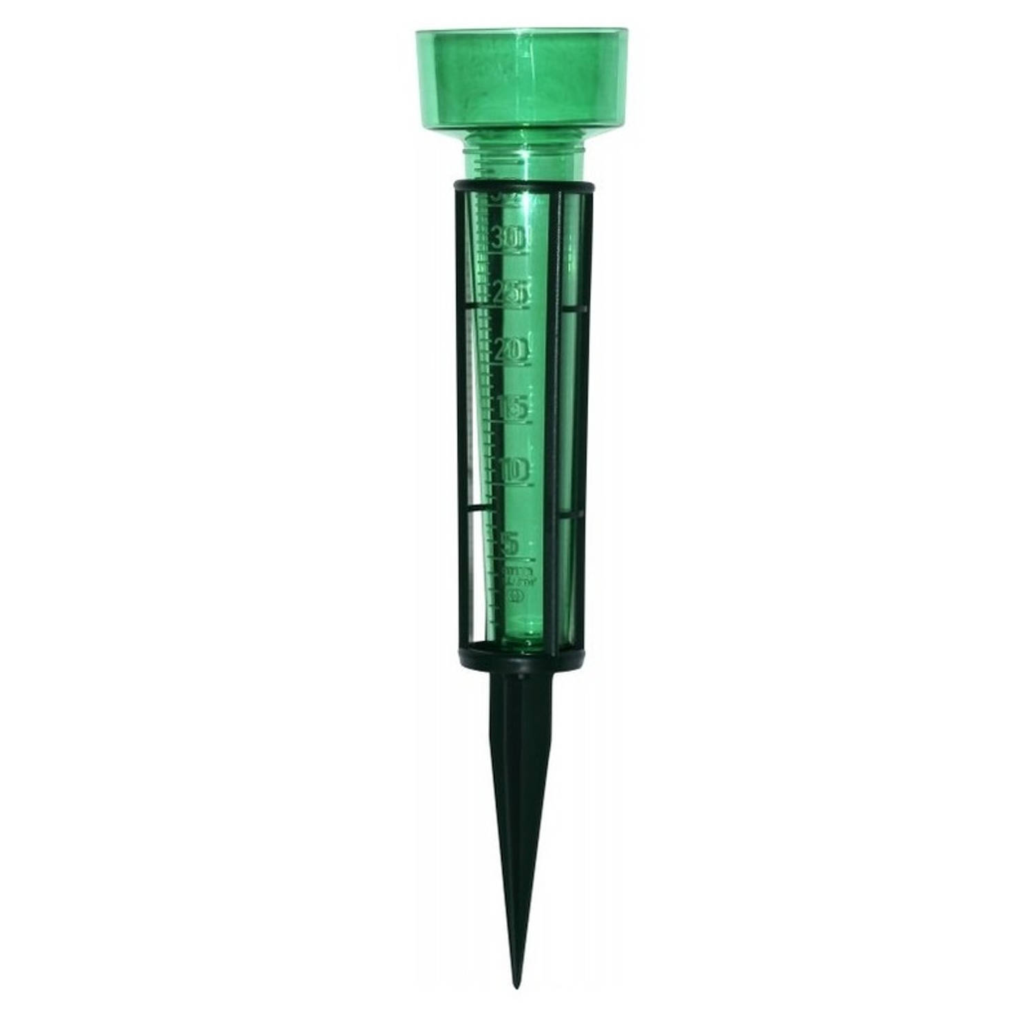 Kunststof Regenhouder-Regenmeter Met Grondpen 38 Cm Groen Regenmeters