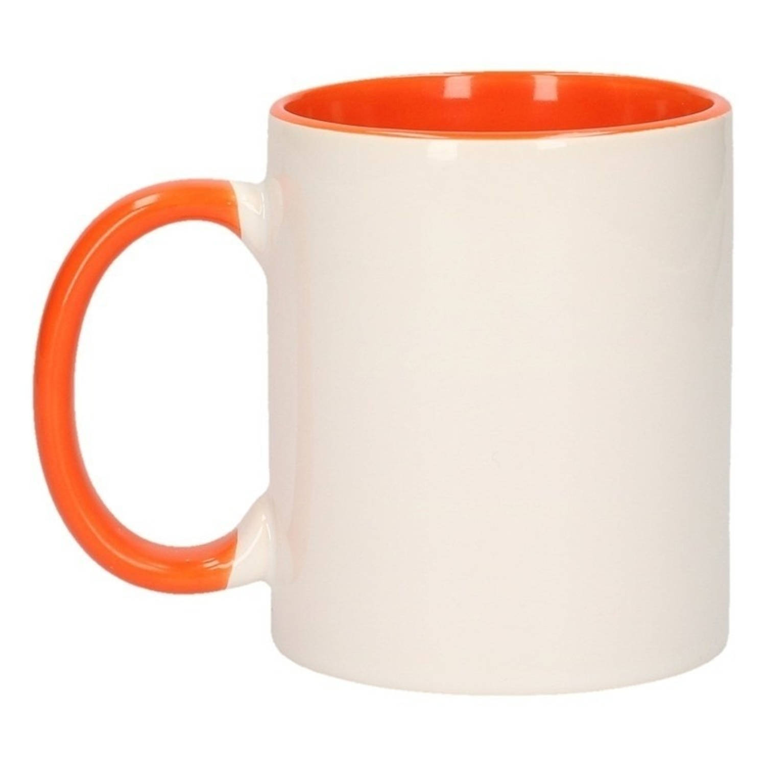 2x Wit Met Oranje Blanco Mokken Onbedrukte Koffiemok