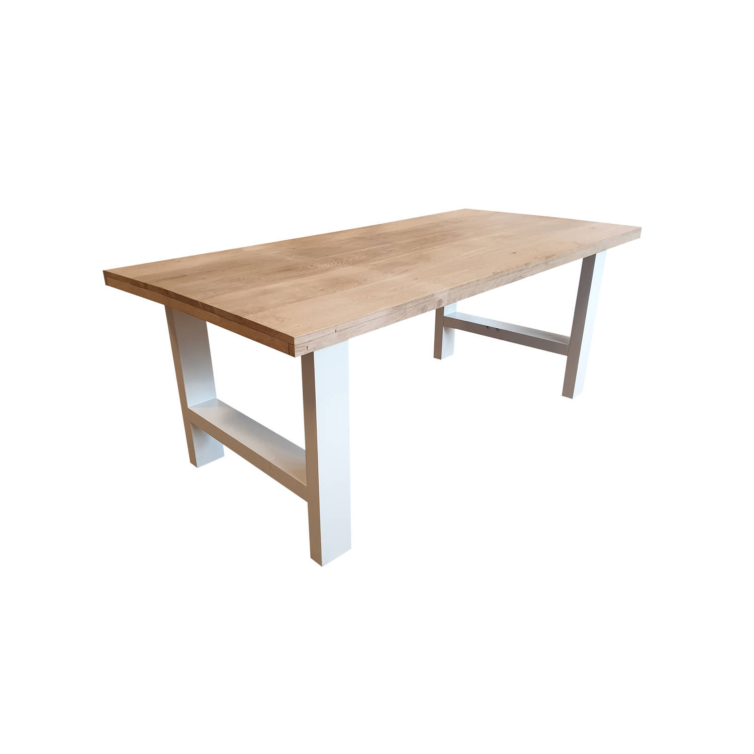 Wood4you - Eettafel Seattle Eikenhout - Wit - 200/90 cm - 200/90 cm - Eettafels