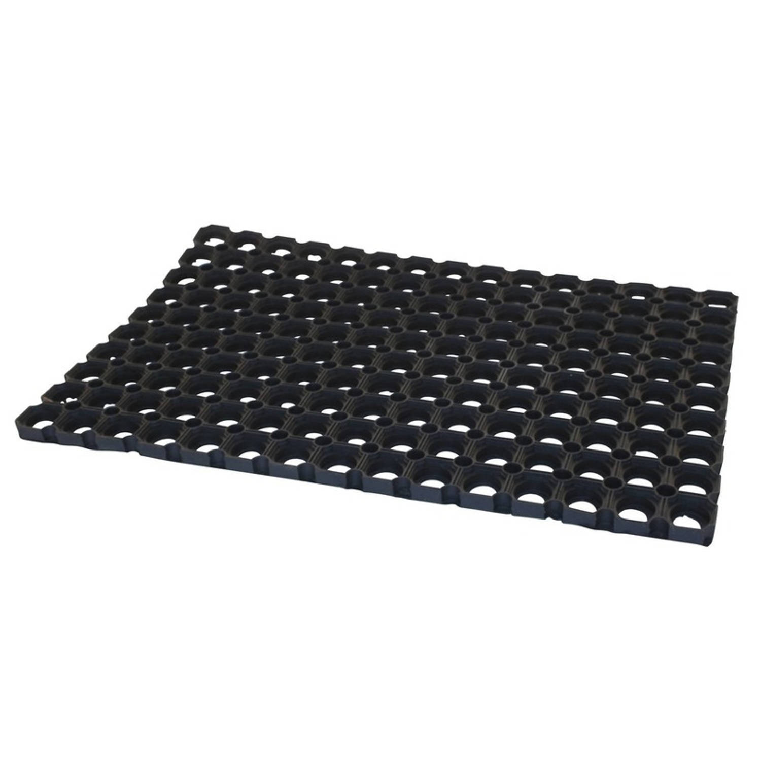 2x Deurmatten rubber zwart 60 x 40 x 2.3 cm buitenmatten