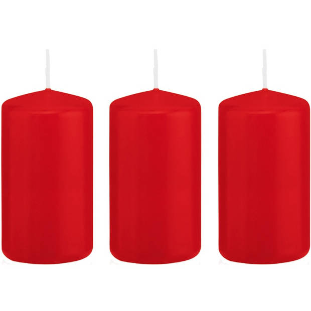 3x Kaarsen rood 6 x 12 cm 40 branduren sfeerkaarsen - Stompkaarsen