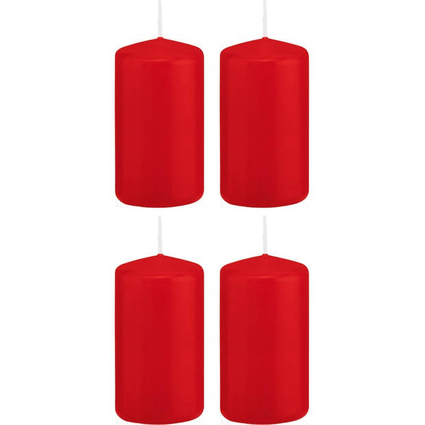 4x Kaarsen rood 6 x 12 cm 40 branduren sfeerkaarsen - Stompkaarsen