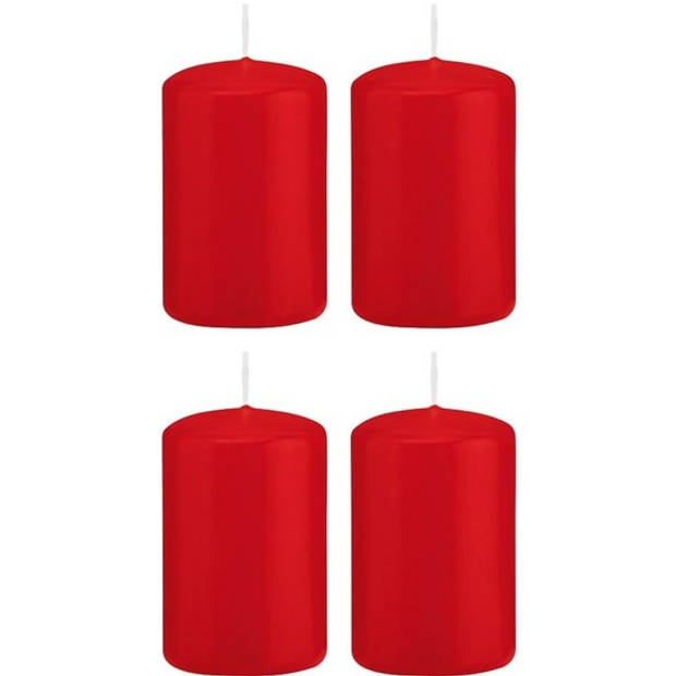 4x Kaarsen rood 5 x 8 cm 18 branduren sfeerkaarsen - Stompkaarsen