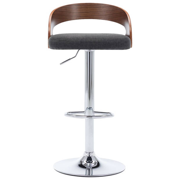 The Living Store Barstoelen - donkergrijs en donkerbruin - 46.5 x 45 x (80 - 100.5) cm - gebogen houten en metalen