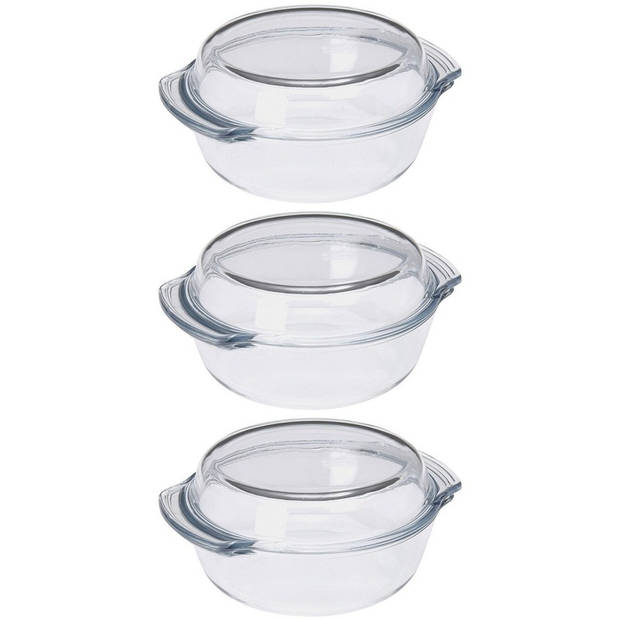 3x Glazen ovenschalen 20 cm - Ovenschalen