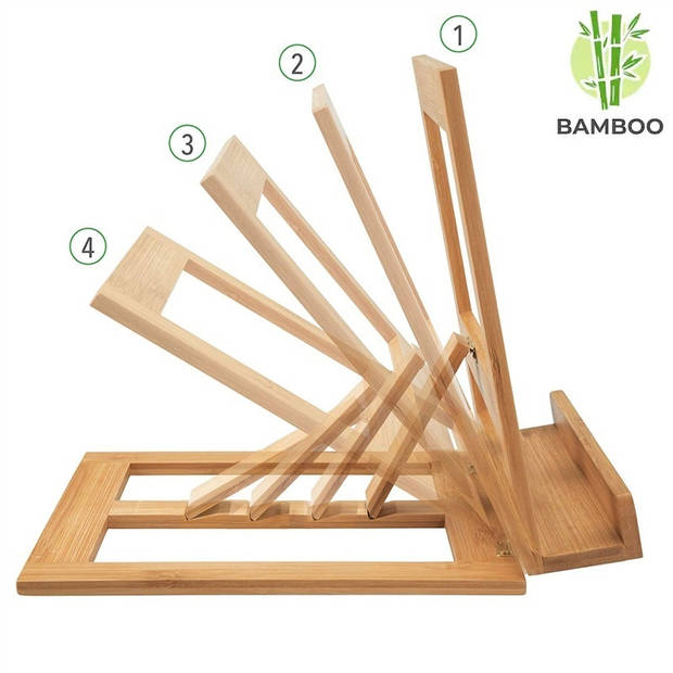 Luxe boekenstandaard van bamboe hout - Boekenhouder voor o.a. kookboek