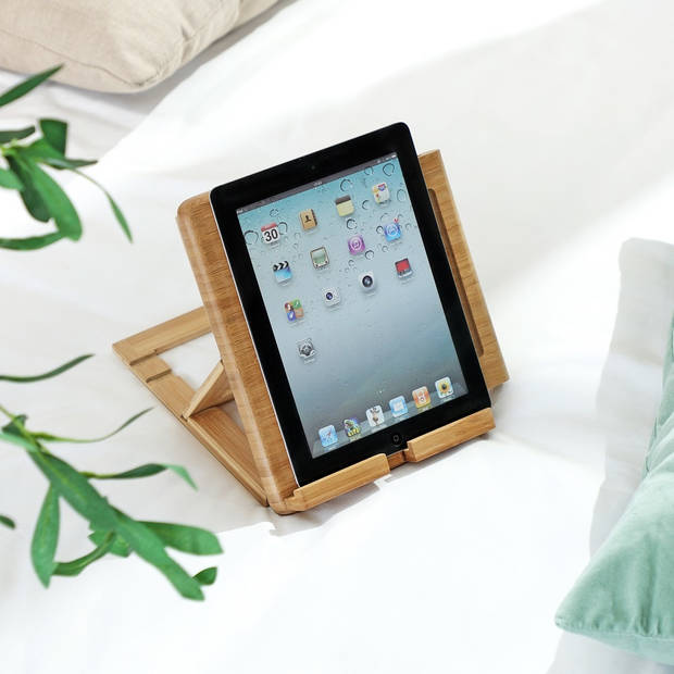 Luxe boekenstandaard van bamboe hout - Boekenhouder voor o.a. tablet