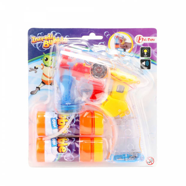 Toi-Toys bellenblaaspistool met licht en geluid oranje 15 cm