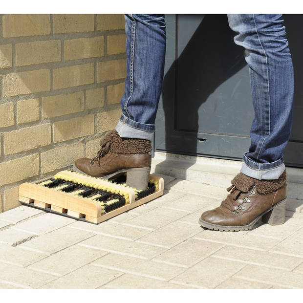 2x Houten voetenveger voor schoenen 35 cm - Schoenborstels