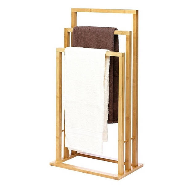 Handdoeken badkamer rek bamboe hout 42 x 81,5 cm - Handdoekrekken