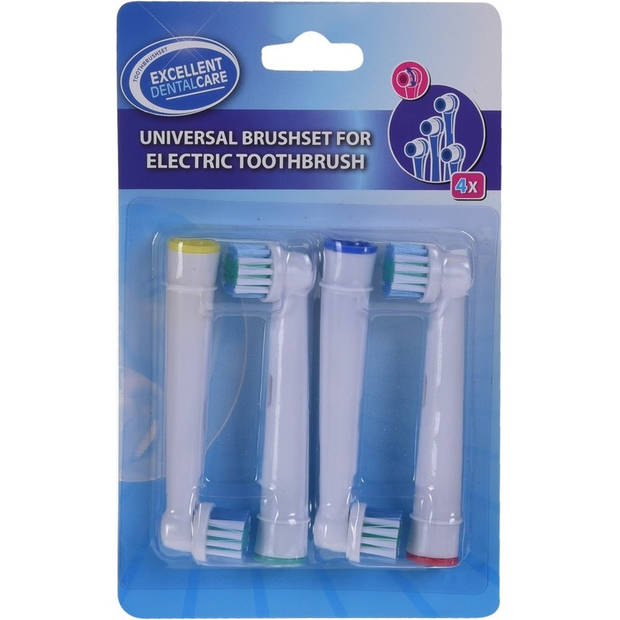 4x Universele ronde opzetborstels voor elektrische tandenborstel - Borstels voor tandenborstels