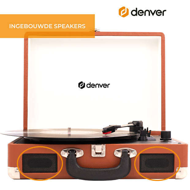 Denver Retro Platenspeler - Ingebouwde Speakers - Digitaliseren - Auto-stop Functie - Phono - VPL120 - Bruin