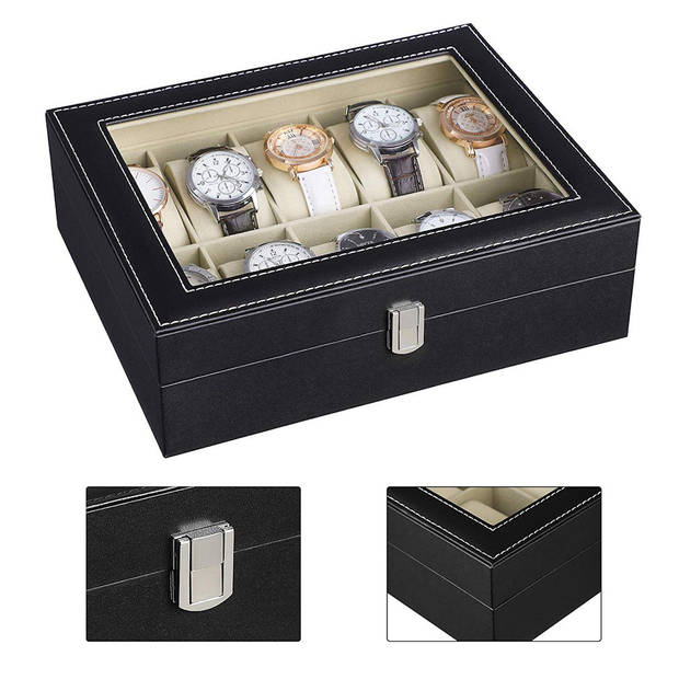 Luxe horlogebox voor 10 horloges - Heren en Dames horloge box