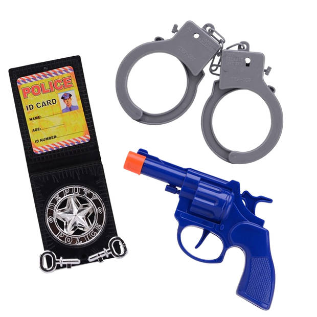 Verkleed politie agent pet / cap zwart met accessoire set voor kinderen - Verkleedattributen