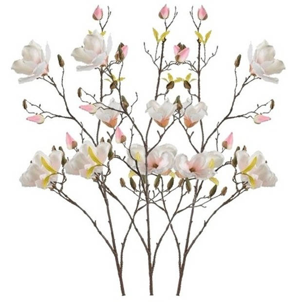 3x Creme Magnolia kunstbloem 105 cm - Kunstbloemen