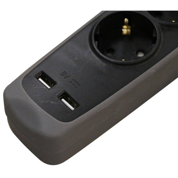 Relectric Stekkerdoos – 3-voudig – 2x USB-ingang – 1,5 meter - Randaarde