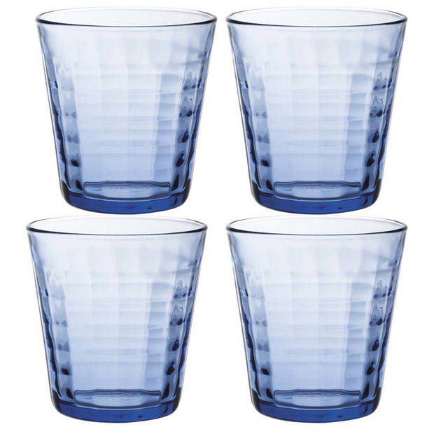 4x Drinkglazen/waterglazen blauw Prisme 275 ml - Drinkglazen