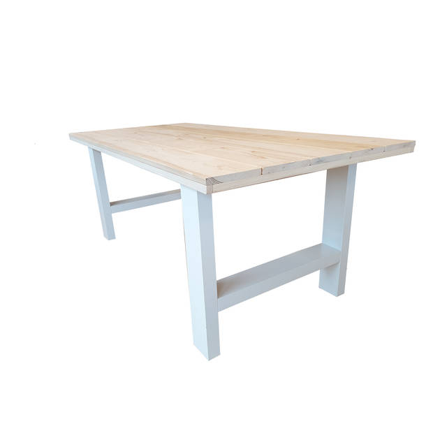 Wood4you - Eettafel Seattle blanco geschaafd vurenhout - wit - 210/90 cm - 210/90 cm - Eettafels