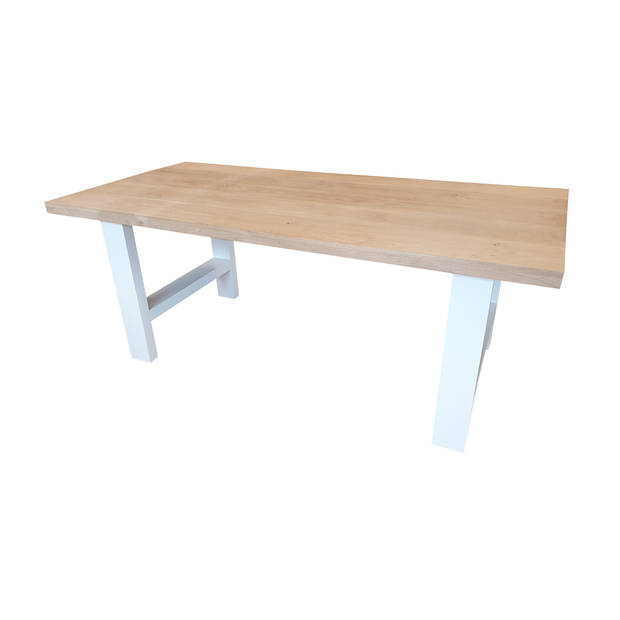 Wood4you - Eettafel Seattle Eikenhout - Wit - 220/90 cm - 220/90 cm - Eettafels