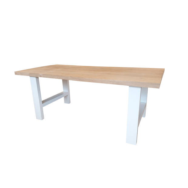 Wood4you - Eettafel Seattle Eikenhout - Wit - 190/90 cm - 190/90 cm - Eettafels