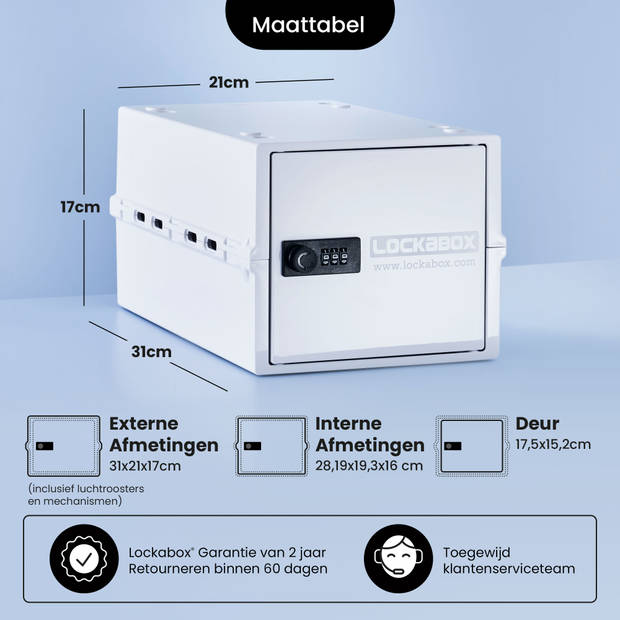 Lockabox One™ Afsluitbare Medicijnkast - Opbergbox met Cijferslot - Wit