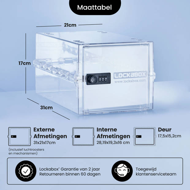 Lockabox One™ Afsluitbare Medicijnkast - Opbergbox met Cijferslot - Transparant