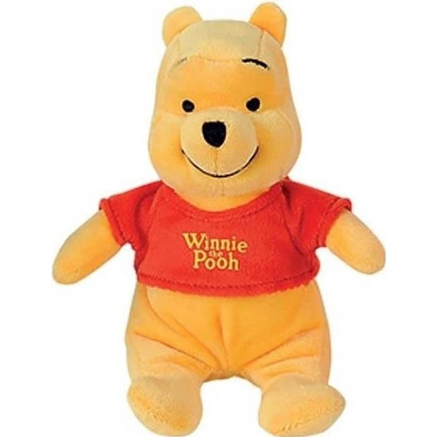 Gele Disney Winnie de Poeh beer knuffel 19 cm speelgoed - Knuffeldier