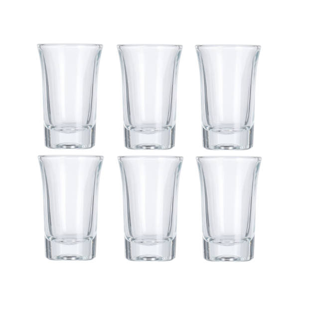 Shotglaasjes/likeur glaasjes - 6x st - glas - 40 ml - borrelglazen - Shotglazen