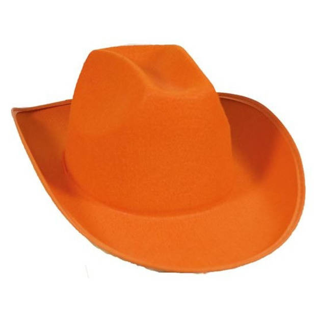 Oranje vilten cowboyhoed voor volwassenen - Verkleedhoofddeksels