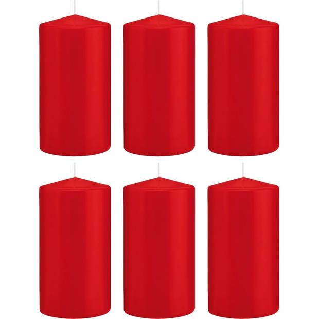 6x Kaarsen rood 8 x 15 cm 69 branduren sfeerkaarsen - Stompkaarsen