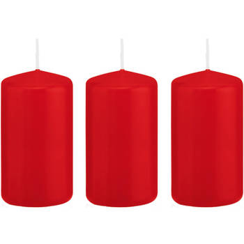 3x Kaarsen rood 6 x 12 cm 40 branduren sfeerkaarsen - Stompkaarsen