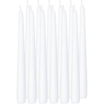 12x Lange kaarsen wit 25 cm 8 branduren dinerkaarsen/tafelkaarsen - Dinerkaarsen