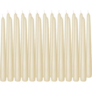 24x Lange kaarsen cremewit 25 cm 8 branduren dinerkaarsen/tafelkaarsen - Dinerkaarsen