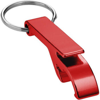 4x rode relatiegeschenk flesopener sleutelhanger rood - Sleutelhangers