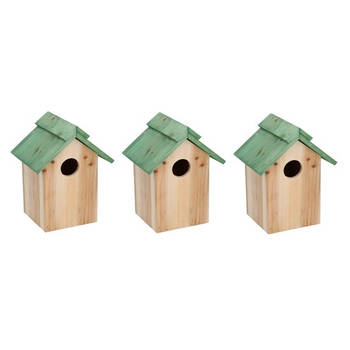 3x Groen vogelhuisje voor kleine vogels 24 cm - Vogelhuisjes