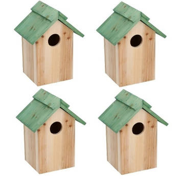 4x Groen vogelhuisje voor kleine vogels 24 cm - Vogelhuisjes